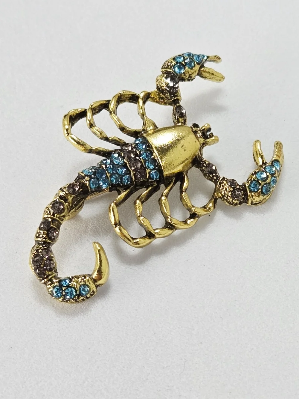 Scorpio Energy Rhinestone Scorpion Brooch Gold Zodiac Astrology Pin Edgy Glam